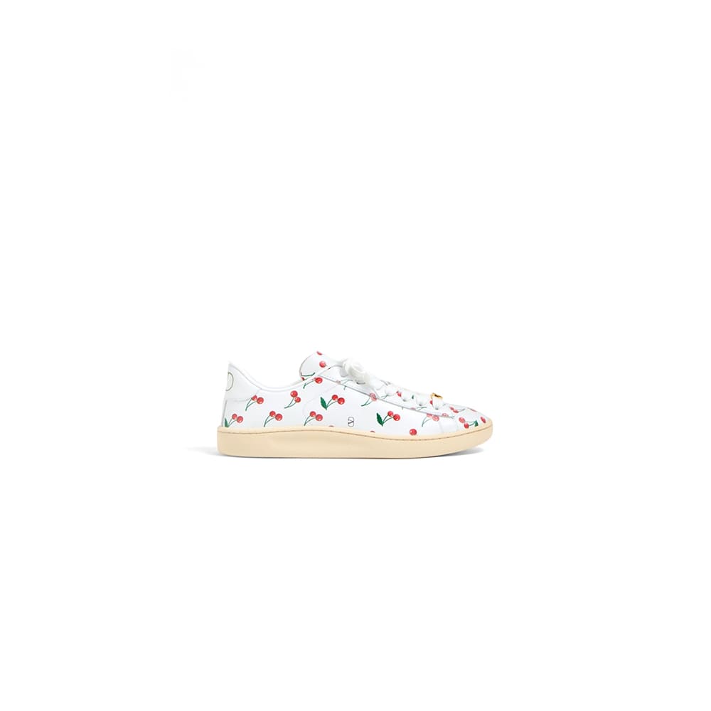 VALENTINO ROYCO Women s Cherry Pattern Soft Calfskin Sneakers