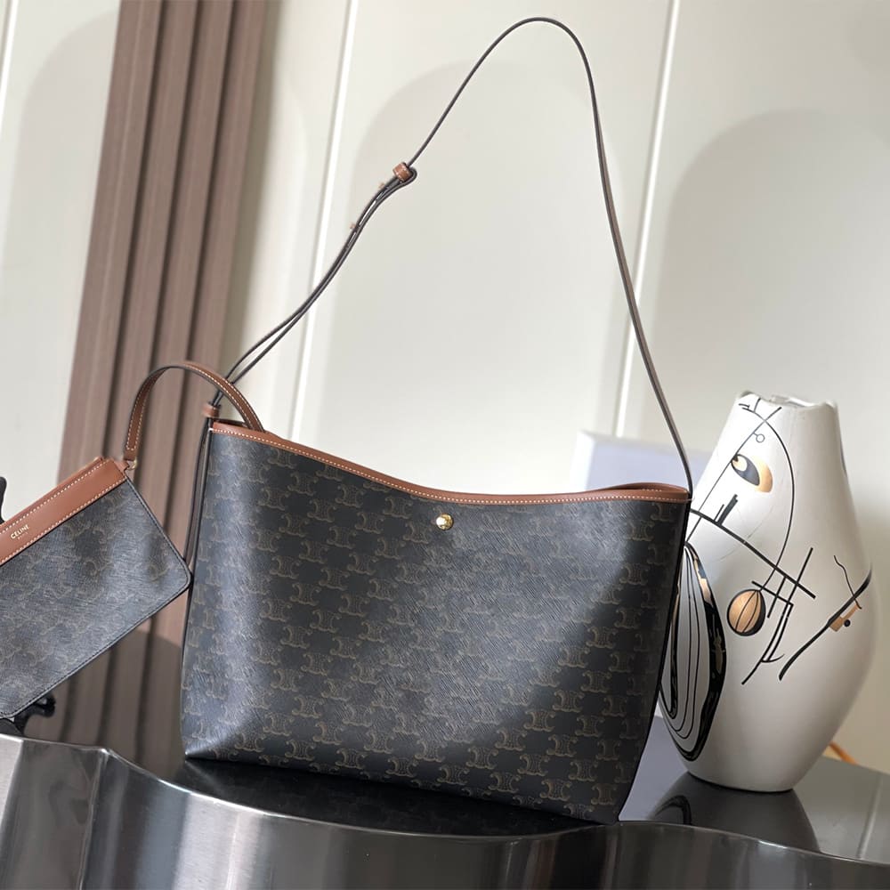 Celine SOFT SHOPPER BAG IN Triomphe Canvas and Calfskin